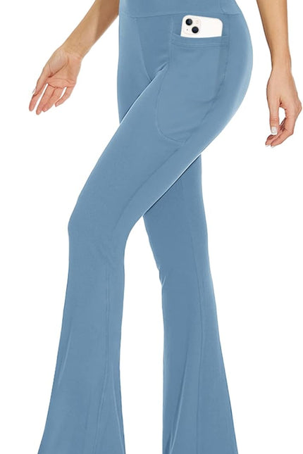 TNNZEET Black Flare Leggings for Women, Crossover Yoga Pants with Pockets Bootcut Flared Leggings