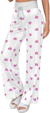 X-Image Women'S Comfy Pajamas Drawstring Stretch Floral Print Long Wide Leg Lounge Pants