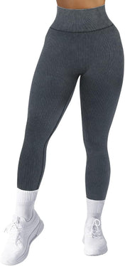 SUUKSESS Women Ribbed Seamless Leggings High Waisted Workout Gym Yoga Pants