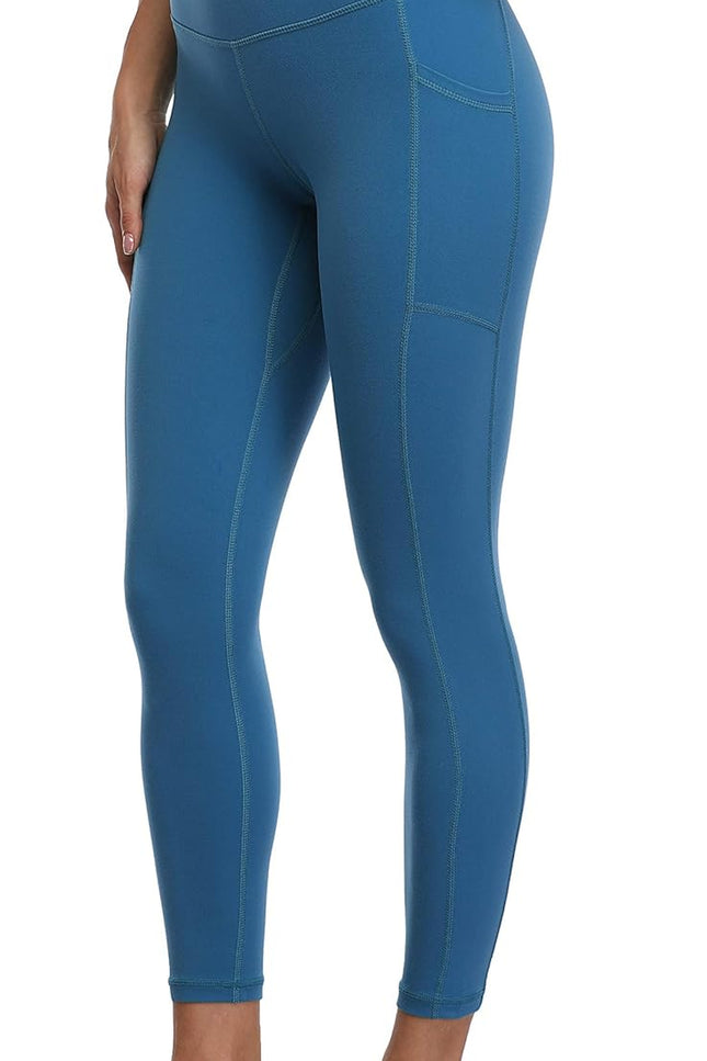 High waisted 7/8 length yoga pants with pockets – buttery soft workout leggings for women