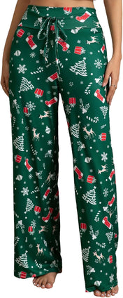 X-Image Women'S Comfy Pajamas Drawstring Stretch Floral Print Long Wide Leg Lounge Pants