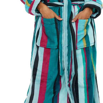 Alexander Del Rossa Plush Fleece Robe for Women, Long Hooded Bathrobe with Hood, plus Size