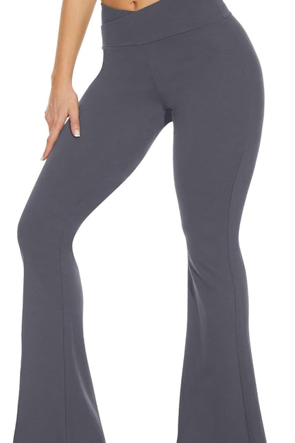 TNNZEET Black Flare Leggings for Women, Crossover Yoga Pants with Pockets Bootcut Flared Leggings