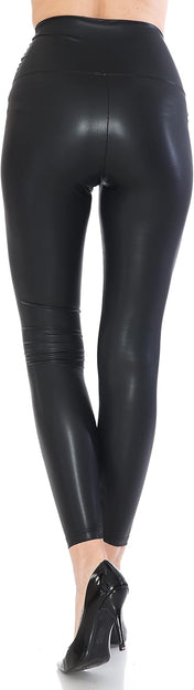 Leggings Depot Women'S High Waist Faux Leather Leggings Tights Pleather Pants
