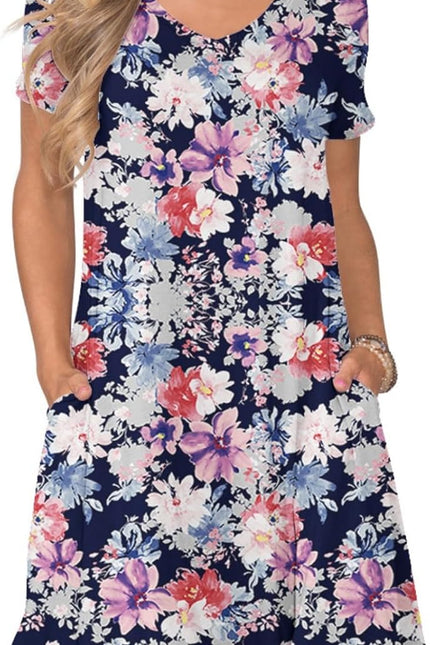 Women'S Casual T Shirt Dress Summer Short Sleeve Swing Dresses with Pockets