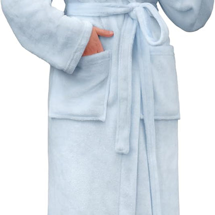 Women’s black fleece robe full length with side pockets