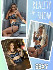 Avidlove Women Lingerie Set High Waisted Underwire Lingerie with Garter Belt Lace Babydoll