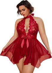 Avidlove plus Size Babydoll for Women High Waist Teddy Chemise Floral Lace Lingerie