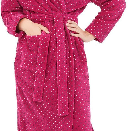 Alexander Del Rossa Plush Fleece Robe for Women, Long Hooded Bathrobe with Hood, plus Size
