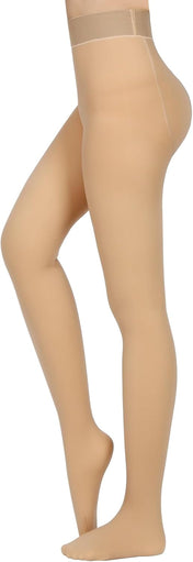 Fleece Lined Tights Sheer Women - Fake Translucent Warm Pantyhose Leggings Sheer Thick Tights for Winter