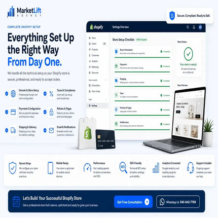 MarketLift Agency complete Shopify store setup and eCommerce launch service